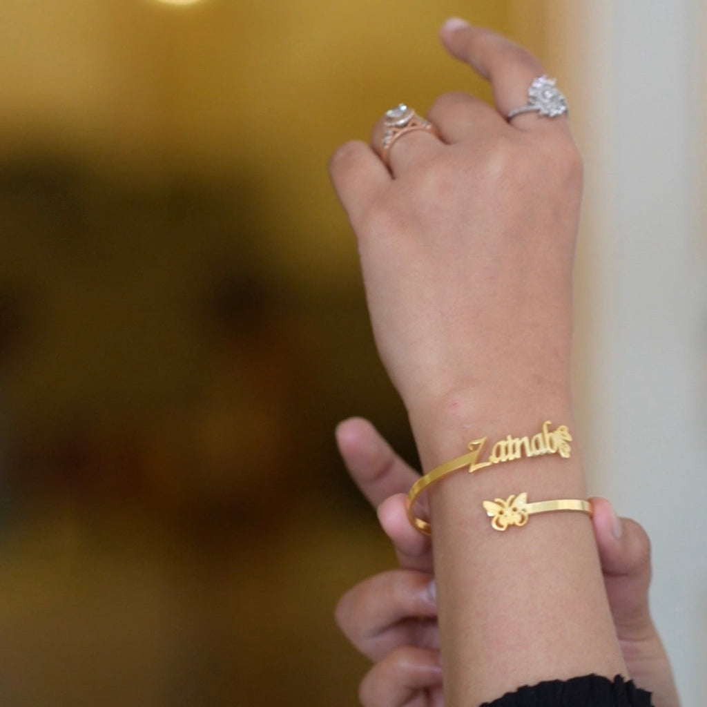 Customize Butterfly Name Bangle