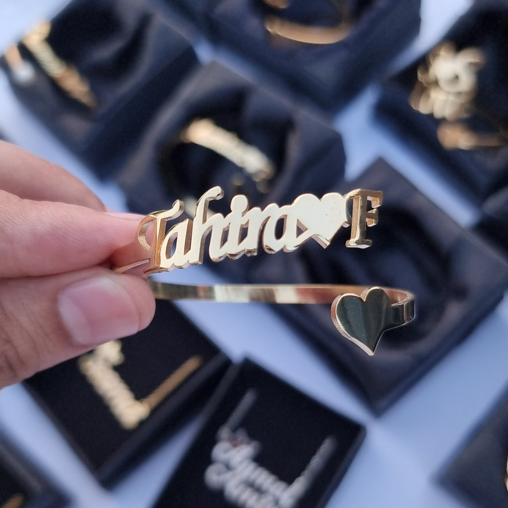 Customize Name Heart Bangle
