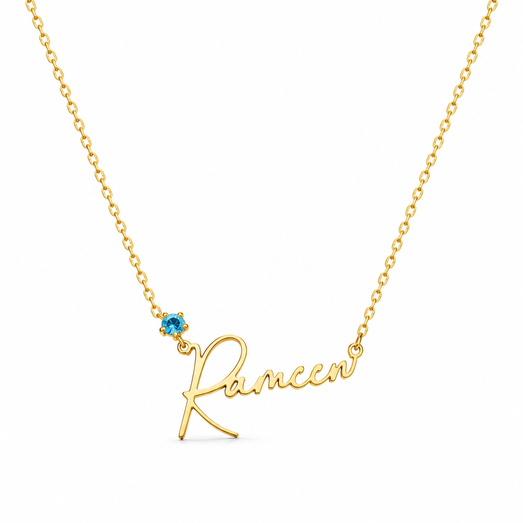 Custom Birthstone Name Necklace, Personalized Jewelry, Dainty Name Pendant Gold, Silver, Gift for Her, Birthday & Wedding Gift
