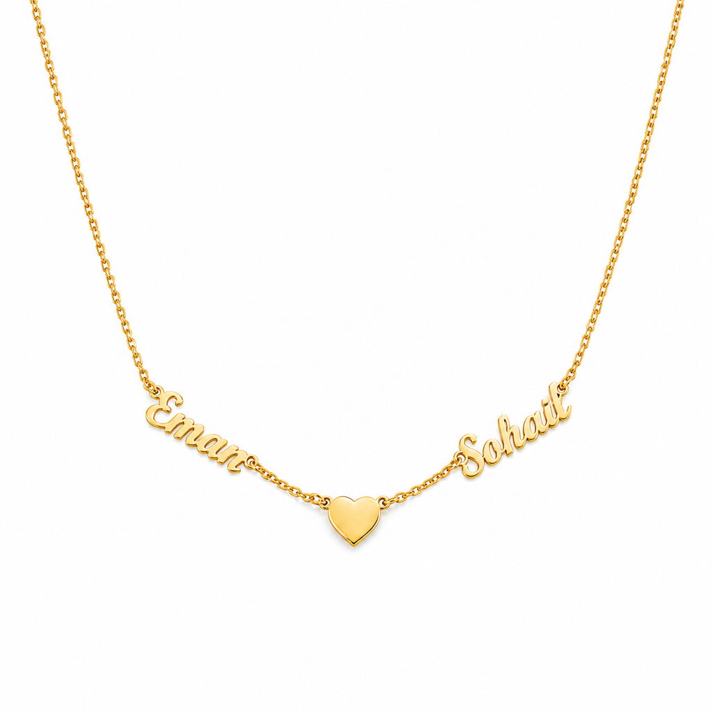 Personalized Two Name Heart Necklace, Custom Names Jewelry, Mom Gift, Couple Gift