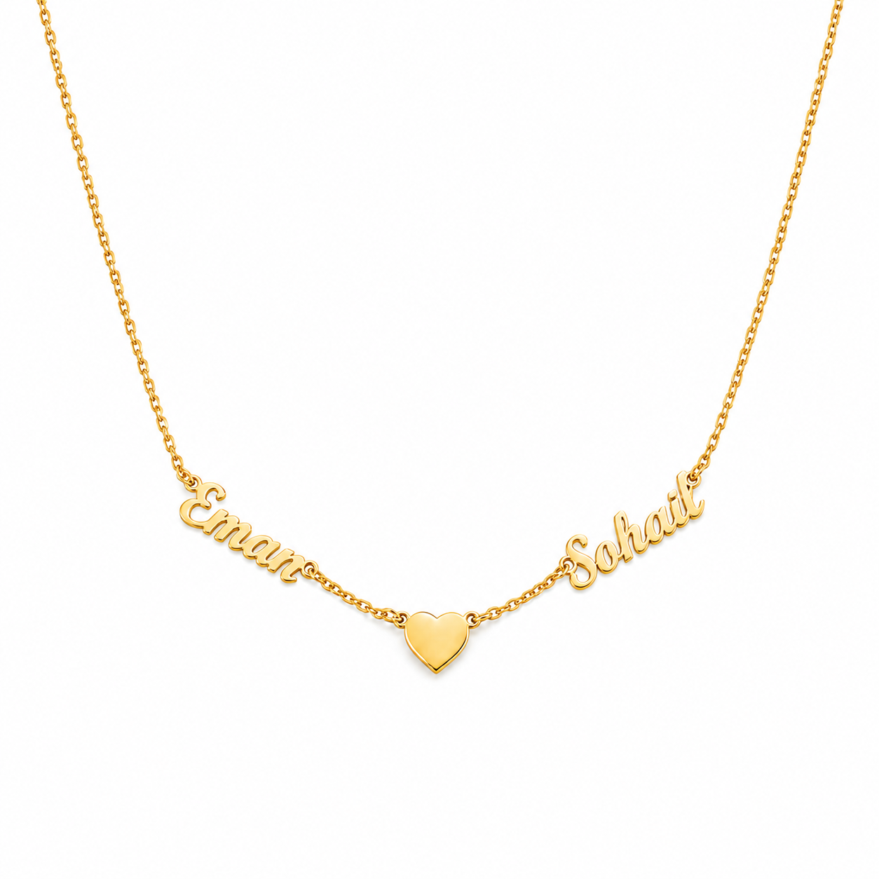 Personalized Two Name Heart Necklace, Custom Names Jewelry, Mom Gift, Couple Gift