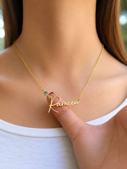 Custom Birthstone Name Necklace, Personalized Jewelry, Dainty Name Pendant Gold, Silver, Gift for Her, Birthday & Wedding Gift