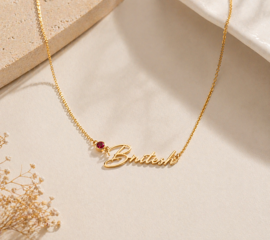 Custom Birthstone Name Necklace, Personalized Jewelry, Dainty Name Pendant Gold, Silver, Gift for Her, Birthday & Wedding Gift