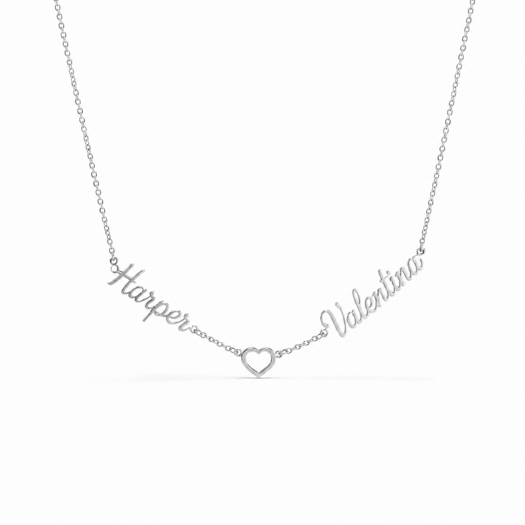 Personalized Two Name Heart Necklace, Custom Names Jewelry, Mom Gift, Couple Gift