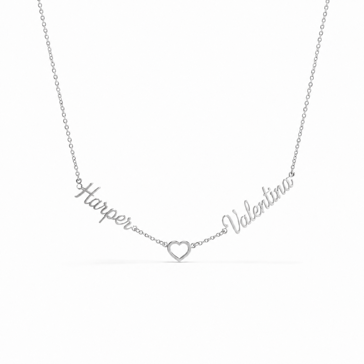 Personalized Two Name Heart Necklace, Custom Names Jewelry, Mom Gift, Couple Gift