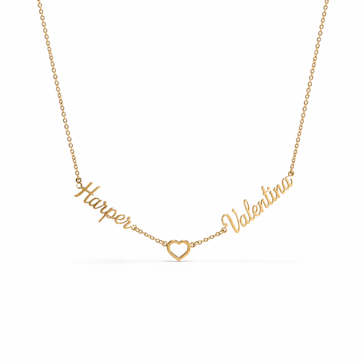 Personalized Two Name Heart Necklace, Custom Names Jewelry, Mom Gift, Couple Gift