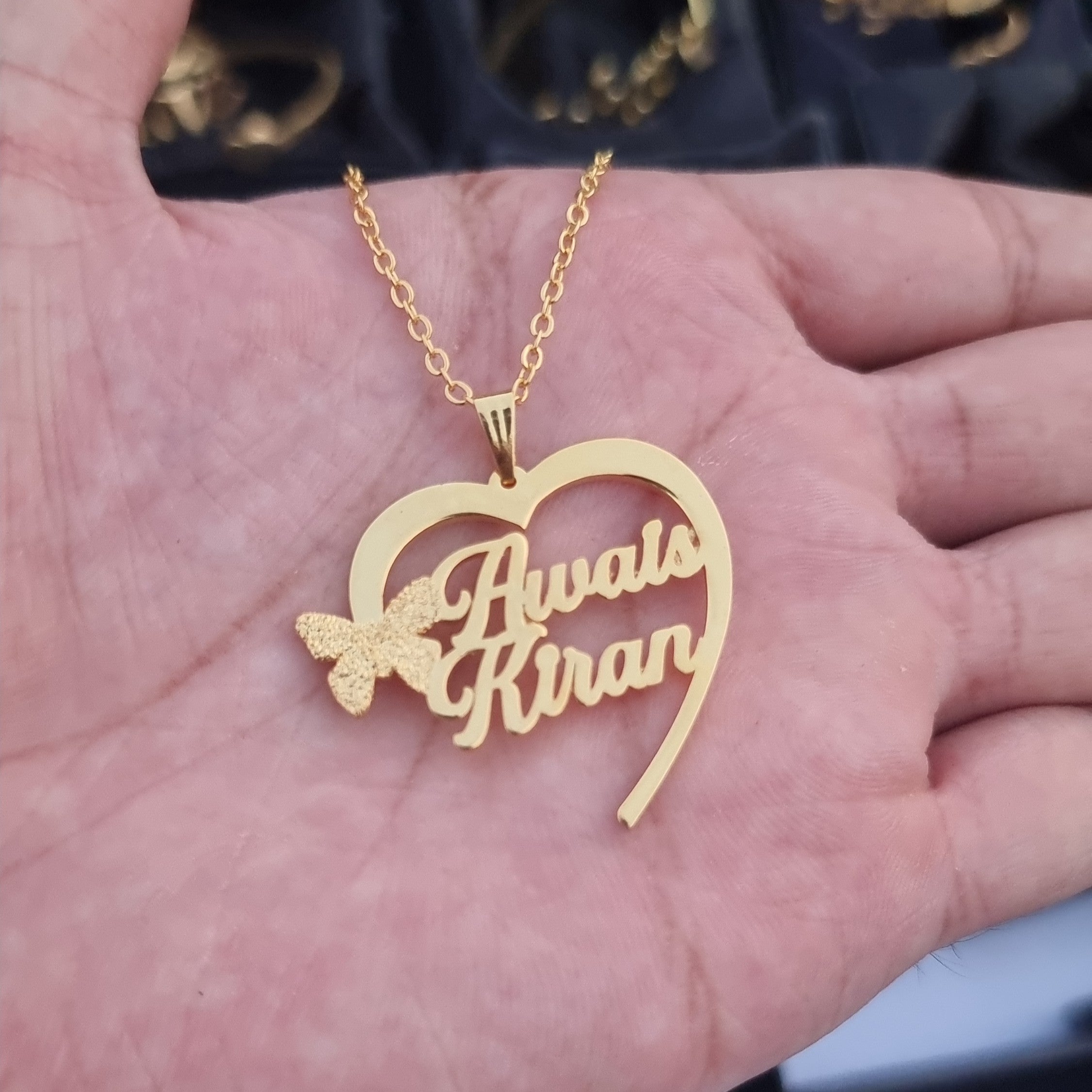 Customize Name Necklace Heart Design