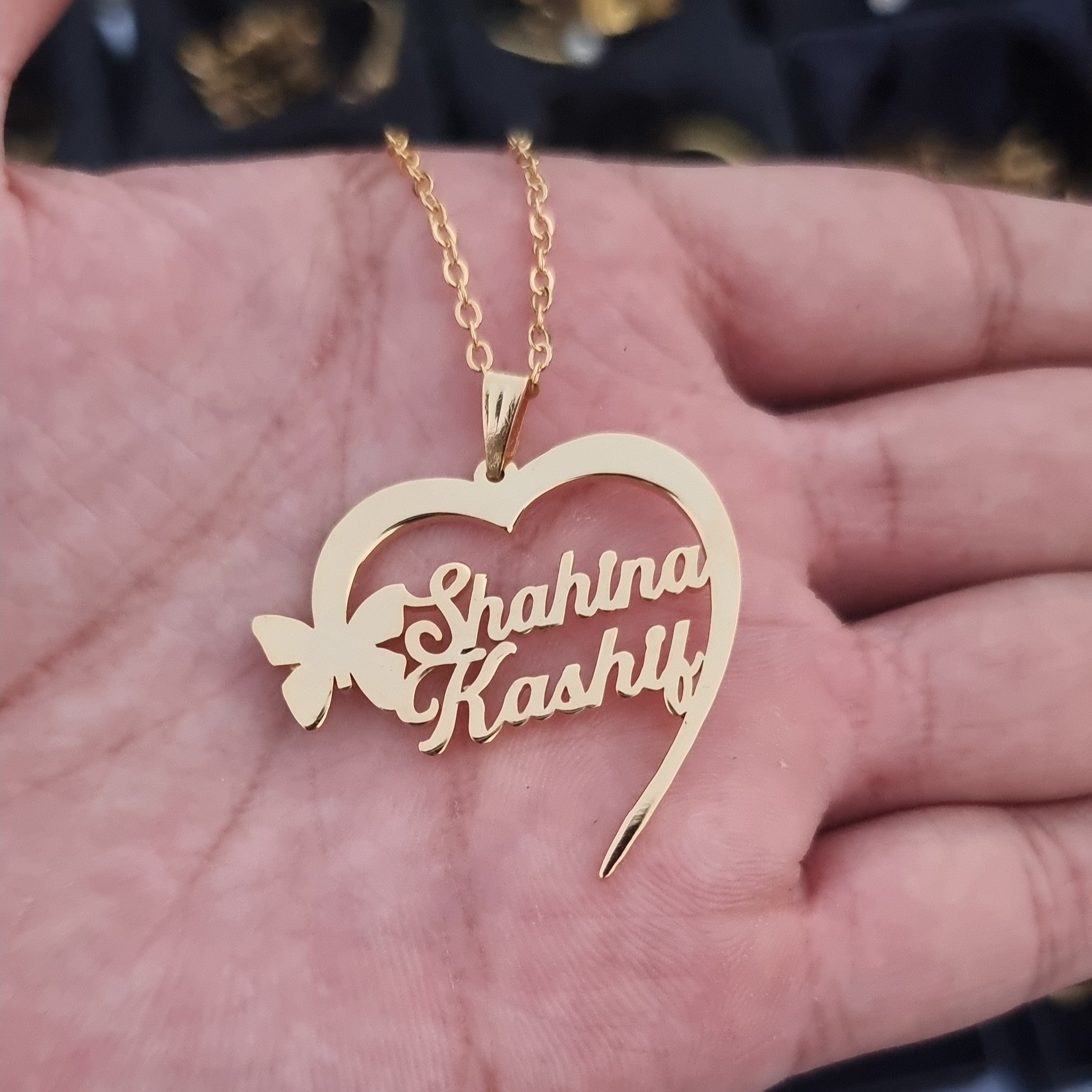Customize Name Necklace Heart Design