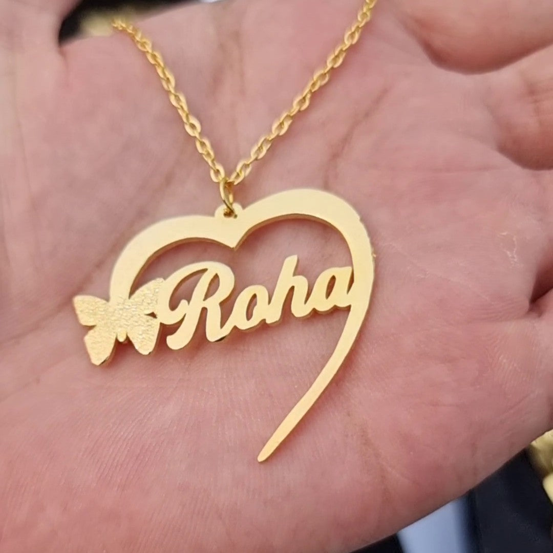 Customize Name Necklace Heart Design