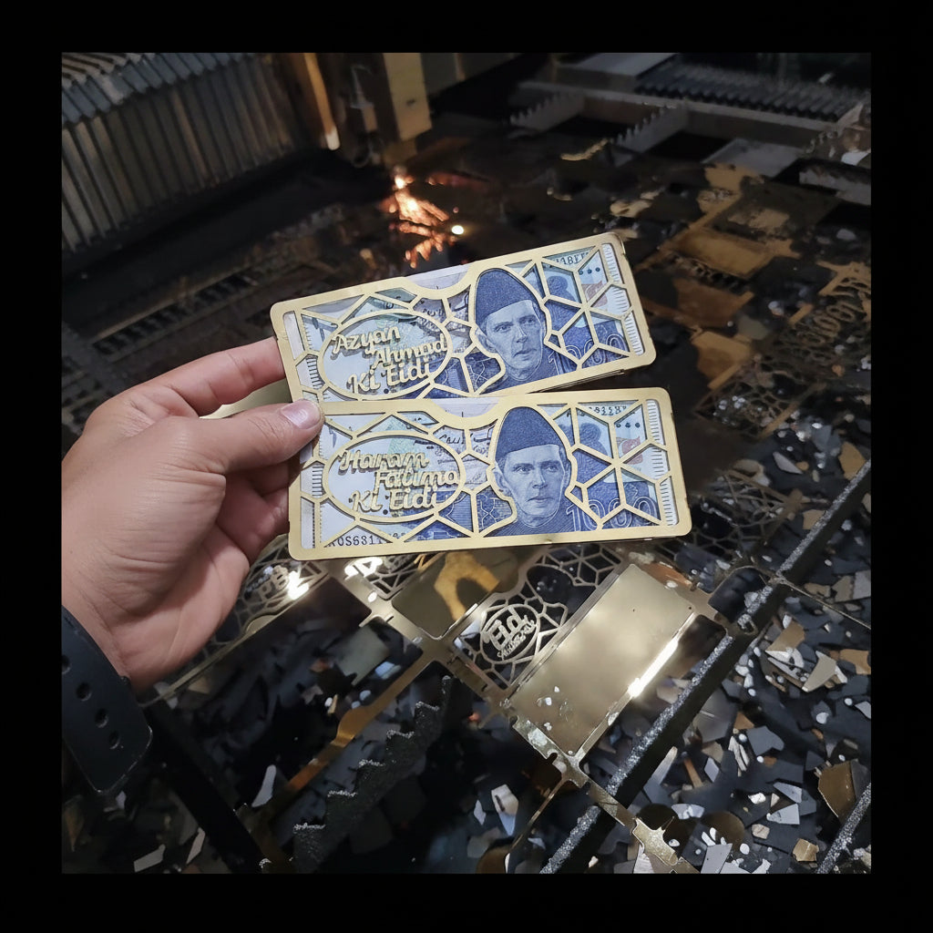 Customiize name Eidi Envelopes in Stainless Steel Metal.